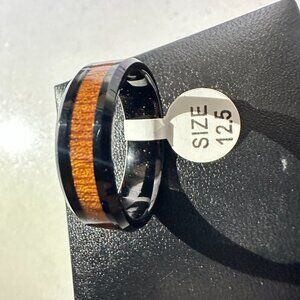 NWT Black Tungsten Band with Hawaiian Koa Wood Inlay – Men’s Ring (Size 12.5)